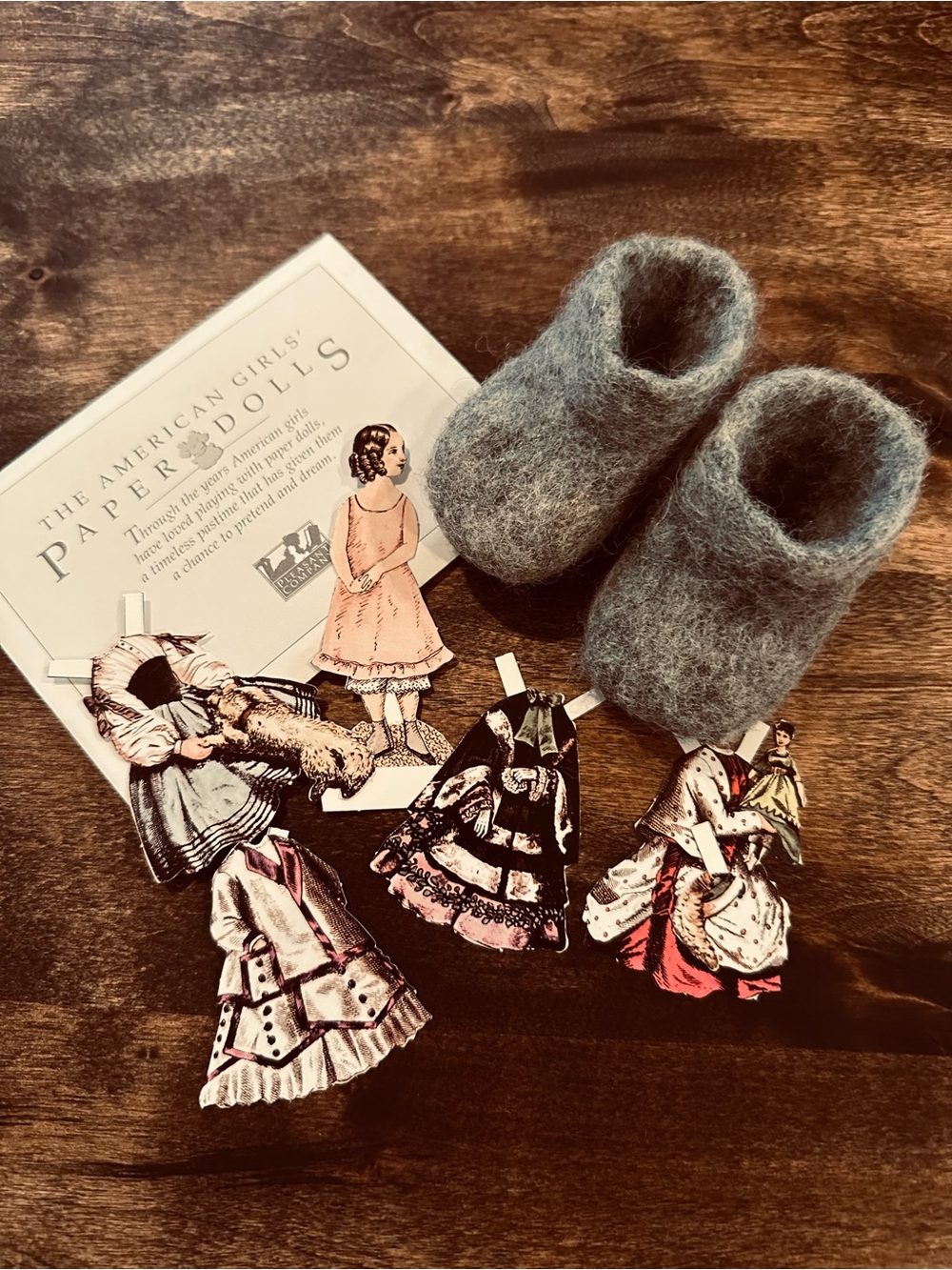 American Girl VTG Wool Slippers and Paper Dolls